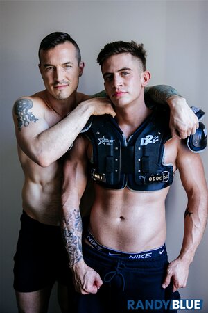 Trevor Brooks and Derek Kage flip-fuck in sweaty jock gear