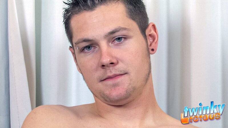 Military twink Kyle jerks his big dick solo and shoots on his chest