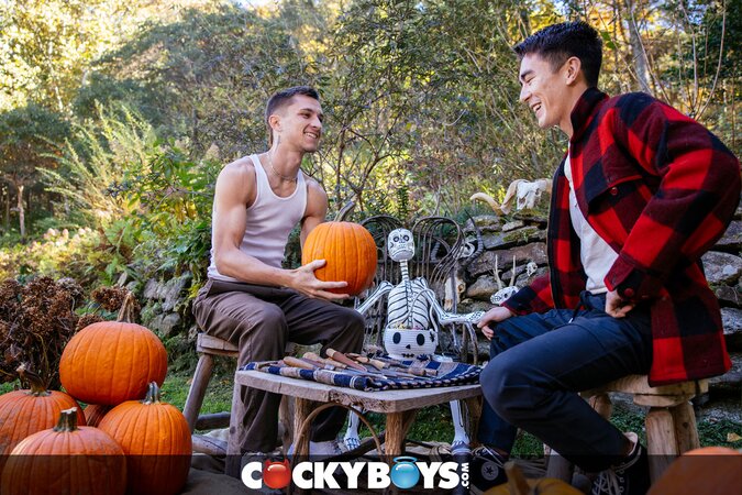 Cody Seiya and Theo Brady do hot interracial twink anal sex for Halloween