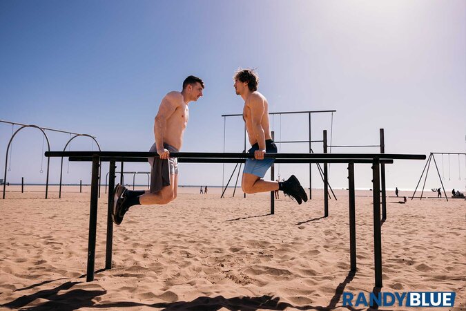 Michael Jackman and Nano Love go from beach workout to passionate fucking