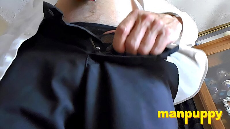 Richard Lennox jerks cock in lacy boxers at home