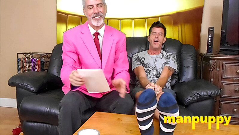 Richard Lennox tickles Jeff Drizzle’s feet on sofa