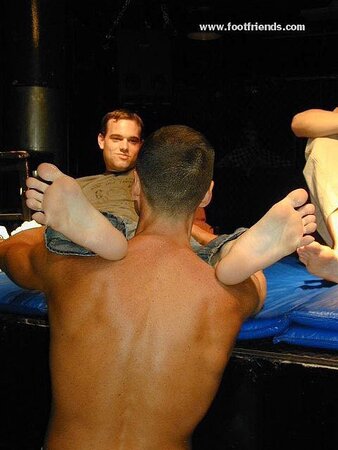 Ethan’s feet worshipped by Coby and Eugene at party