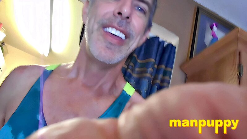 Grey-haired Richard Lennox punishes tiny with breath control and cock teasing