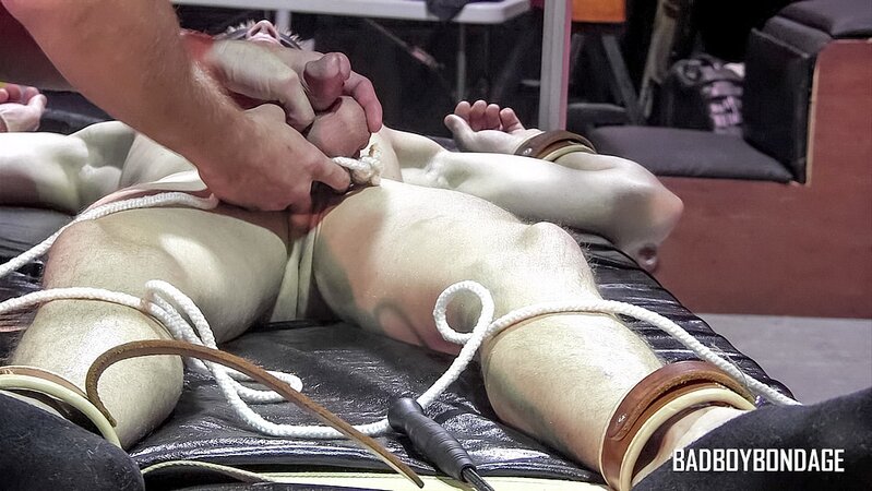 Jaden Swift examined with flogger and pinwheel by Chad Mason
