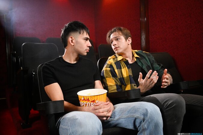 Omar Zayden surprises Jayden Marcos with wild oral and raw anal in quiet theater