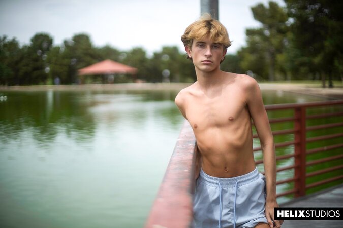 Young twink Tyler Moore strikes sensual poses in slick solo photoshoot