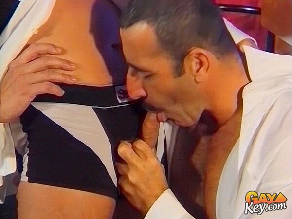 Emile pounds Leon’s tight hole hard while Leon strokes his thick cock