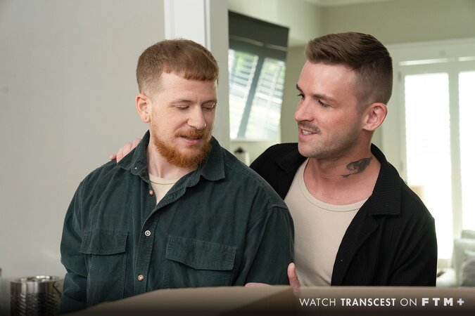 Stepbrothers Girth Brooks, Lane Colten and Stevie Trixx suck and fuck raw on table