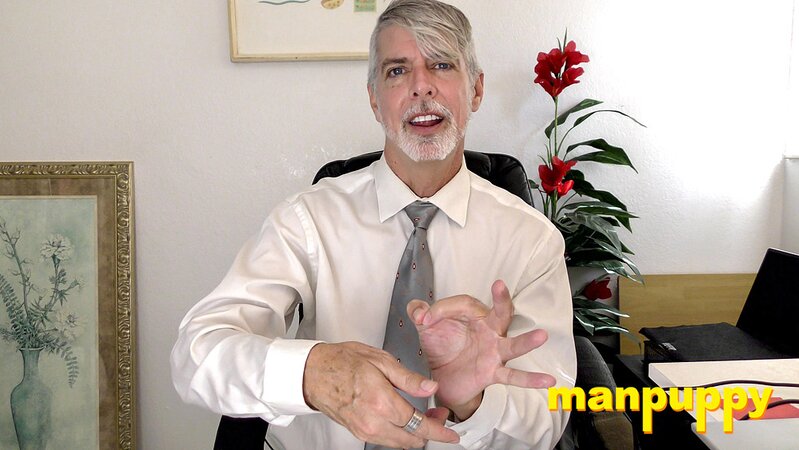 Richard Lennox plays with his cock under his suit in private