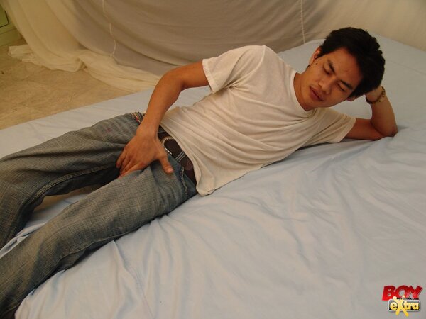 Jack strokes and pounds himself into orgasm