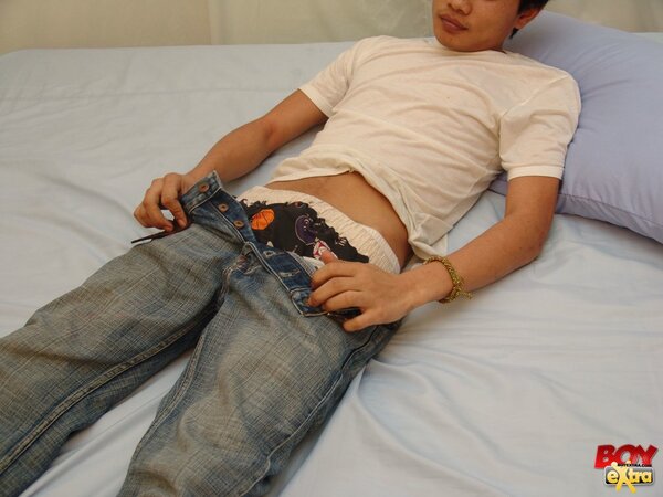 Jack strokes and pounds himself into orgasm