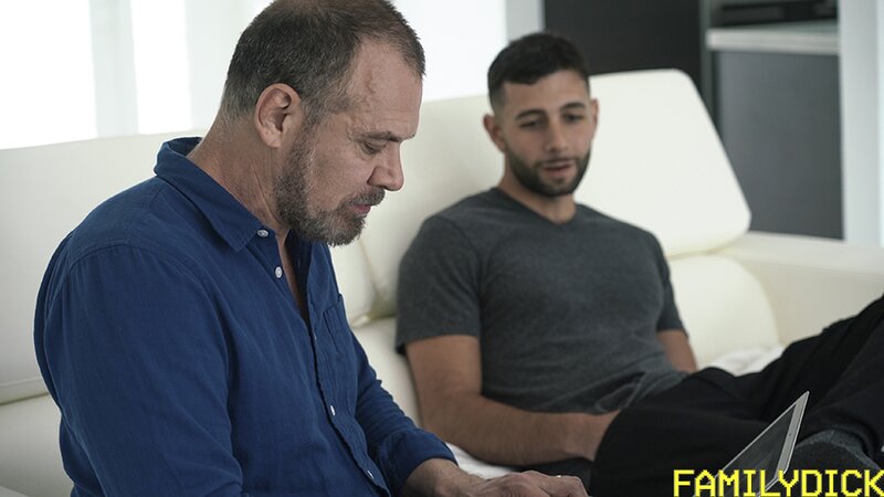 Argos gives neck massage to stepdad Max Sargent before deep bareback fuck