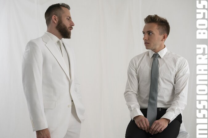 Twink Cameron Basinger takes cock deep after socks and rimming with Joel Someone