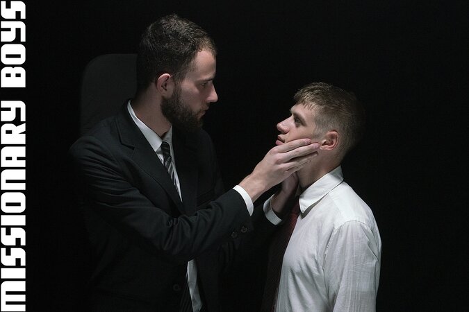 Oliver Dean takes rod deep then jerks off under stern Bishop Davies’ watch