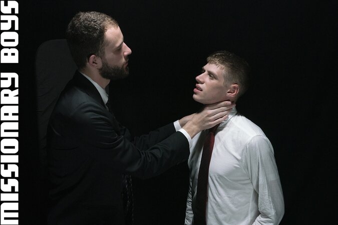 Oliver Dean takes rod deep then jerks off under stern Bishop Davies’ watch