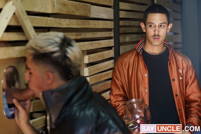 Enrique Mudu watches Angel Crush fuck Cain Gomez glory hole