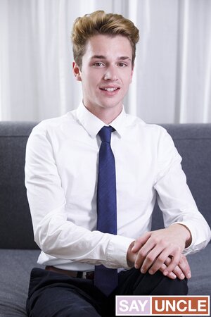 Impressed Beau Reed inspects Elder Jake Hill's purity with suit-off probe