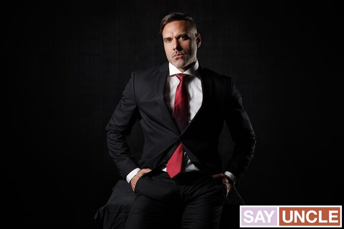 Tattooed Elder Benjamin Blue gets President Manuel Skye's dress code dildo lesson