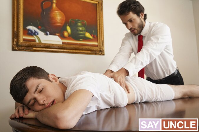 Priest Dante Drackis rubs Elder Dakota Lovell before ritual creampie