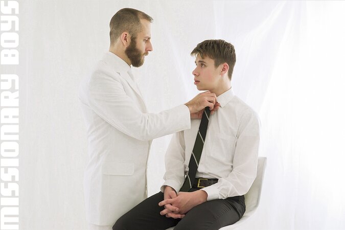 Joel Someone sucks Elder Adam Awbride's cock then ties him