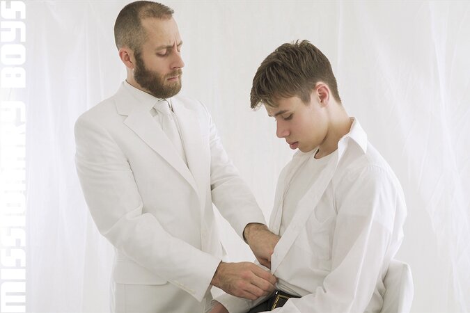 Joel Someone sucks Elder Adam Awbride's cock then ties him