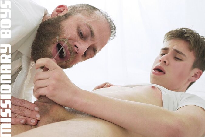 Joel Someone sucks Elder Adam Awbride's cock then ties him