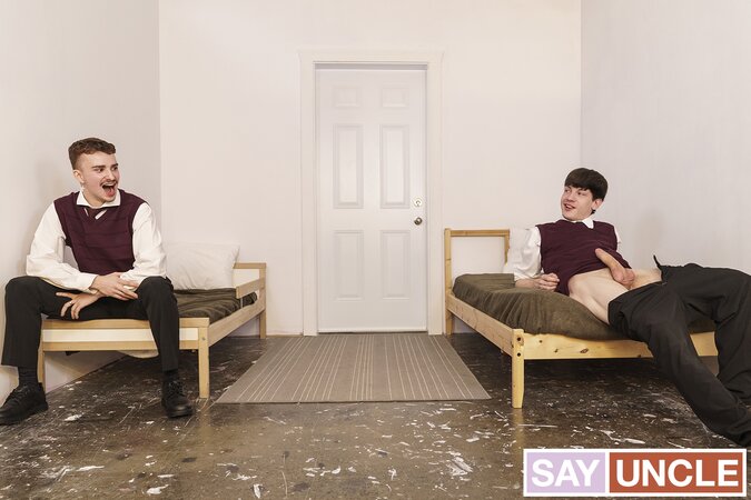 Roommate Edward Terrant teaches Ryan Jacobs how to sin right