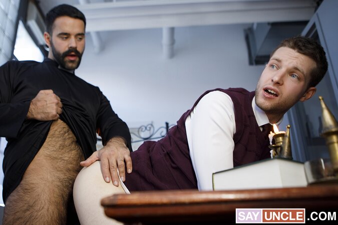 Father Ethan Sinns spanks and creampies bad boy Trent Marx