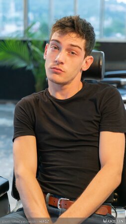 Barber Milo Madera cuts Edward Terrant’s hair then breeds him