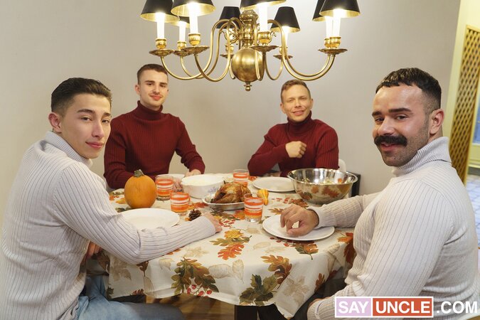 Thanksgiving turns into stepdad swap orgy for Ryan and Pablo