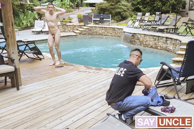 Guard Jax Thirio cavity-searches and breeds pool sneak Aiden Asher