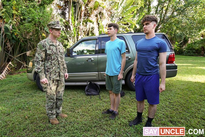 Sergeant Rowan Hunter makes recruits Dakota and Daniel fuck for team