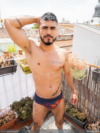 Valentino Sistor strokes cut cock outside and hoses himself