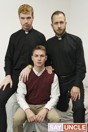 Fathers Dacotah Red and Joel Someone spit-roast Zak Bishop