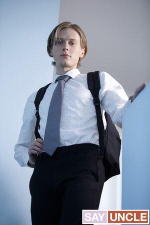 Father Skye pile-drives Adrian Hill hard on the stairs