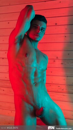 Miguel Exotic strokes his huge uncut Latino cock