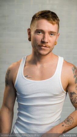 Colt Spence face-fucks officer Seth Corrigan over desk for facial finish