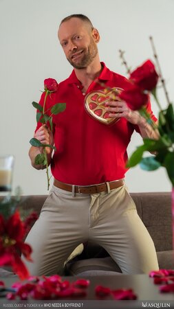 Russel Quest face-fucks Tucker X then rims hot hole bareback