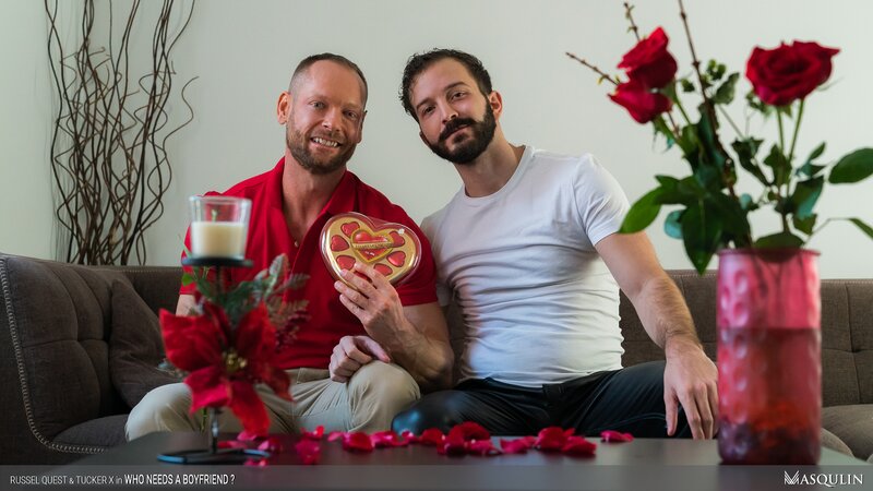 Russel Quest face-fucks Tucker X then rims hot hole bareback