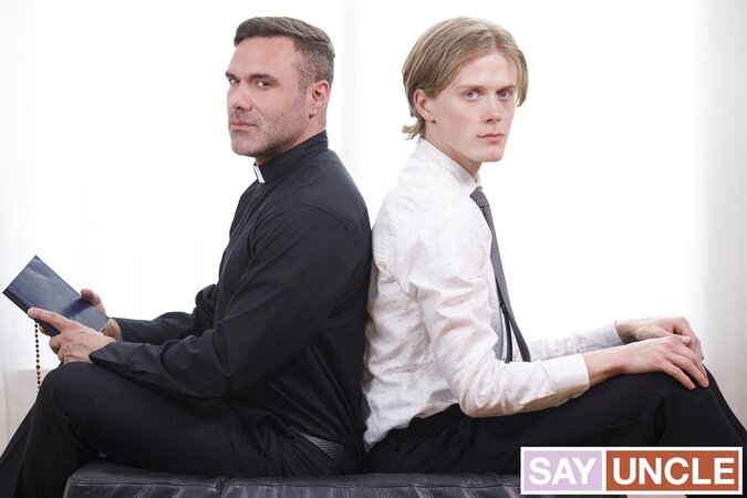 Missionary boy Adrian Hill deepthroats dilf Manuel Skye in private absolution