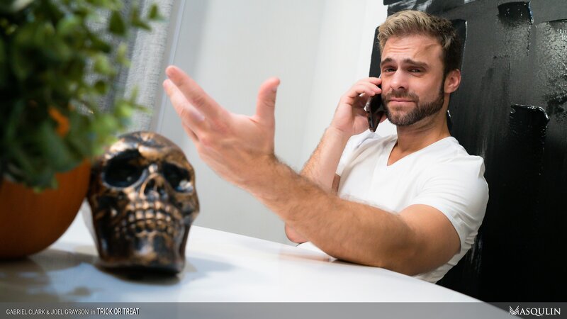 Joel Grayson pranks Gabriel Clark but sucks cock on couch instead