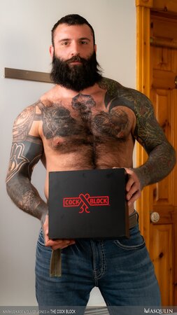 Markus Kage and Oliver Jones frot cocks in shiny Cock Block toy