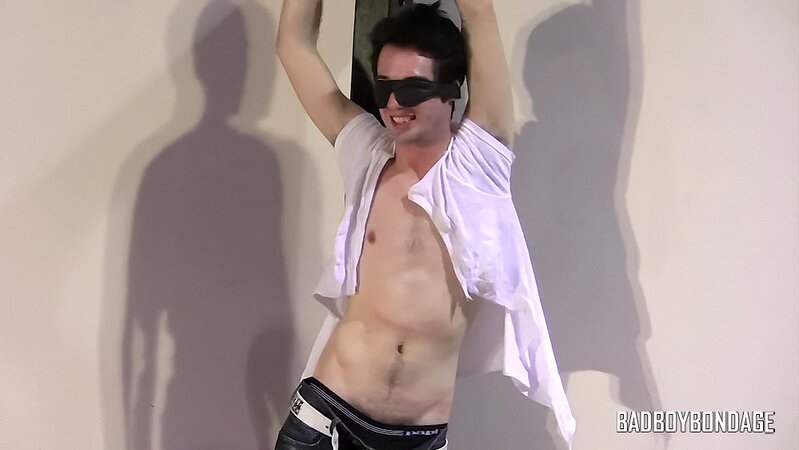 Master Clint crops and jerks bound blindfolded Trevor