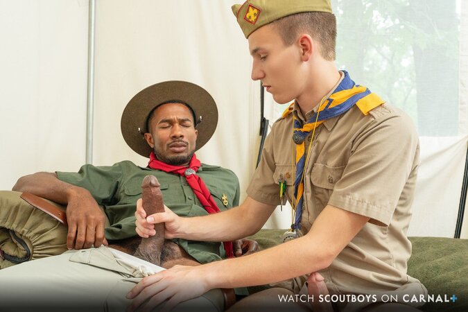 Scoutmaster Sean Xavier breeds Scout Zac Steele with huge BBC