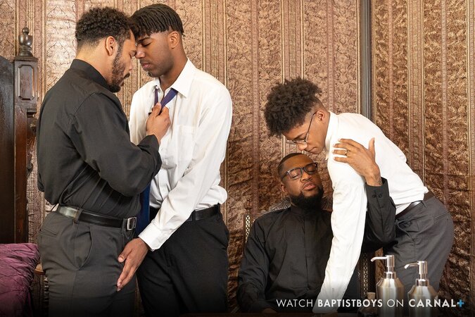 Pastor Cali breeds new boy Adam Kylan with church elders