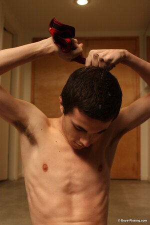 Conner Bradley pisses underwear and jerks big dick