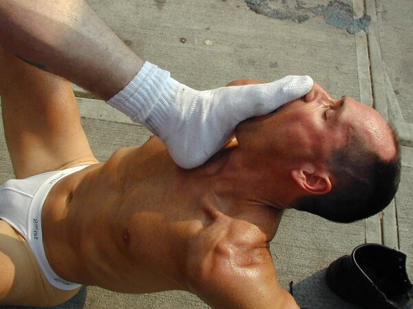 Leather daddy Michael Marino boots and feet outdoor