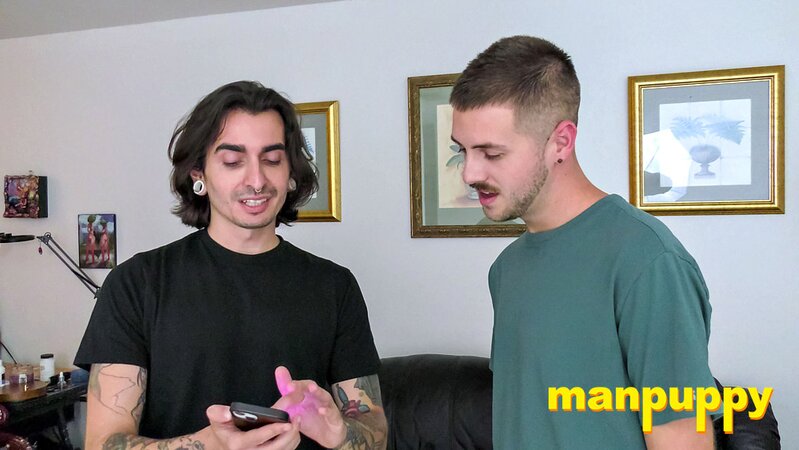 Tiny loser gets teabagged by giant Dimitri and Johnny