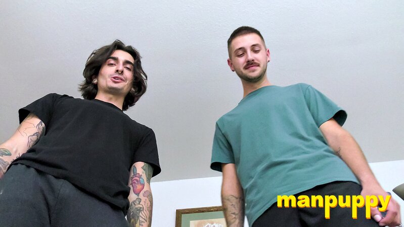 Tiny loser gets teabagged by giant Dimitri and Johnny